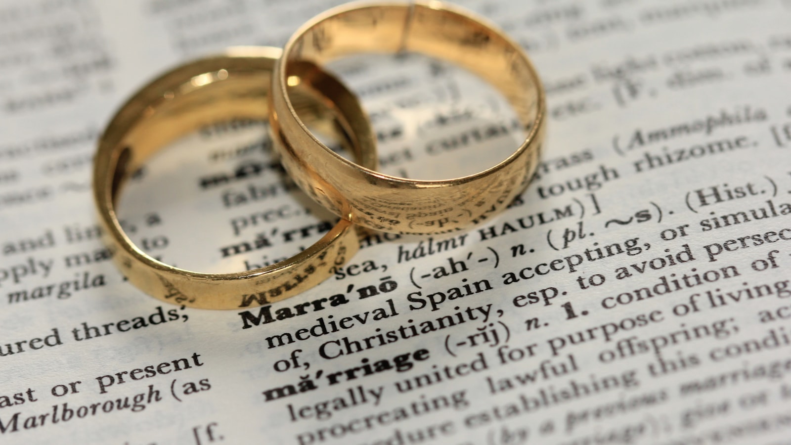 Wedding rings on a prenuptial agreement document
